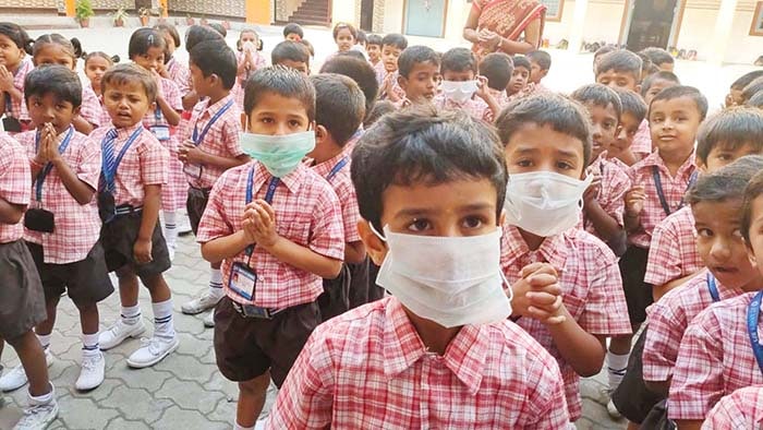 Coronavirus anxiety: Students are advised to wear gloves and mask in Maddur-1