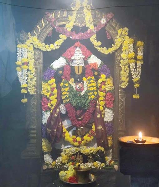 Devoted worship at Belagola Srinivasa Temple-1